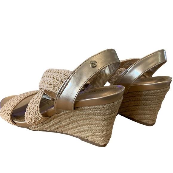 London Fog espadrilles shoes lacy fabric upper. Faux patent upper size 8 M - Picture 5 of 11